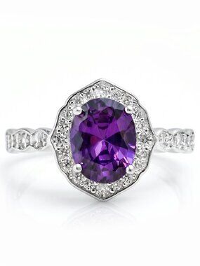 Purple Amethyst Gemstone ring, 925 Sterling Silver Charmed Aroma